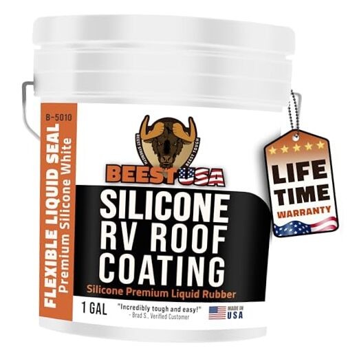 RV Roof Coating Silicone White, 1 Gal Covers up to 33.5 sq ft (2 1G – Coating