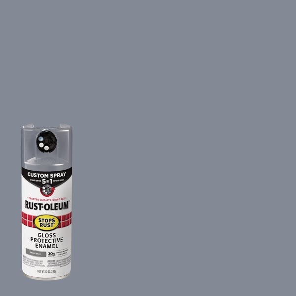 (12)-Rust-Oleum Stop Rust 12 Oz Custom Spray 5 in 1 Gloss Spray Paint Smoke Gray