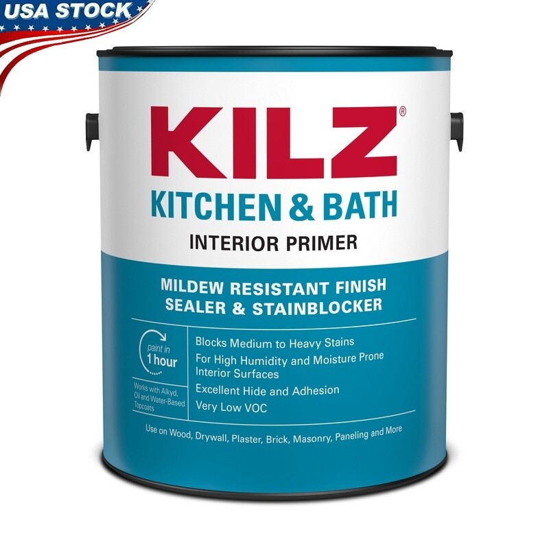 Water-Based Mildew-Resistant Primer Sealer Stain Blocker Kitchen Bath Laundry US