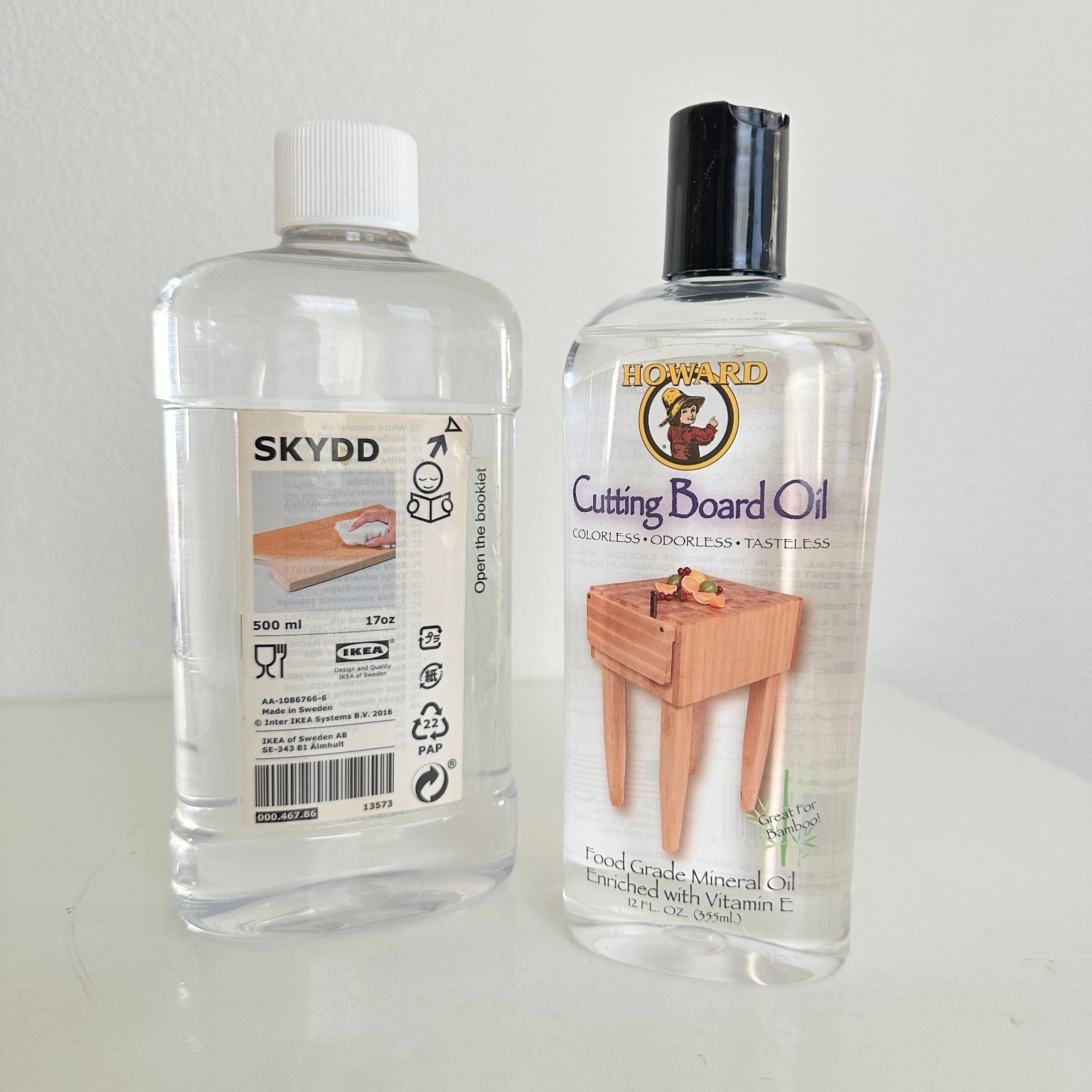 IKEA SKYDD Wood Treatment Mineral Oil 17 oz, Howard Cutting Board Oil Lot of 2