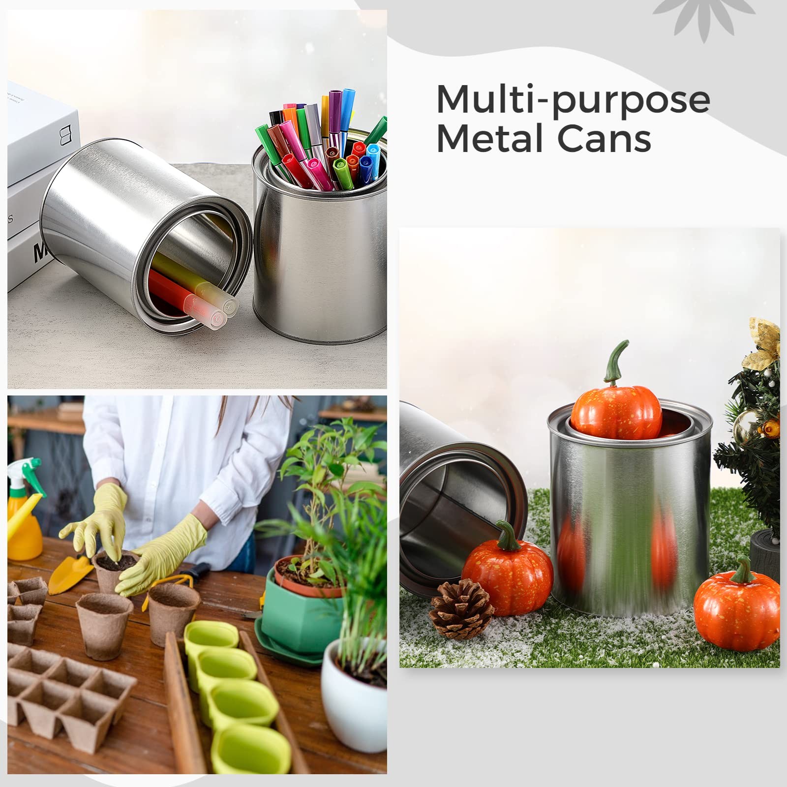 6PCS Metal Paint Cans, Empty Unlined Paint Cans with Lids, Quart Metal Paint …