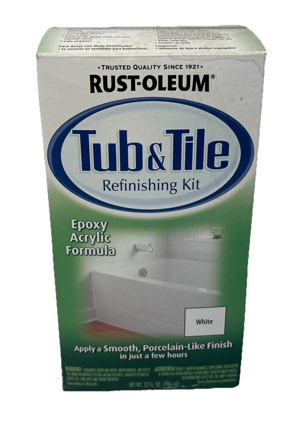 Rust-Oleum 7860519 Tub And Tile Refinishing 2-Part Kit, White 32 Fl Oz New OB