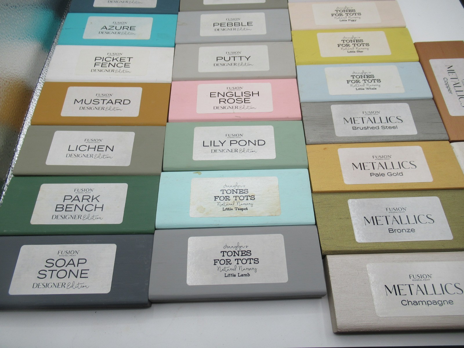 Fusion Mineral Paint Sample Blocks (Lot Of 52)