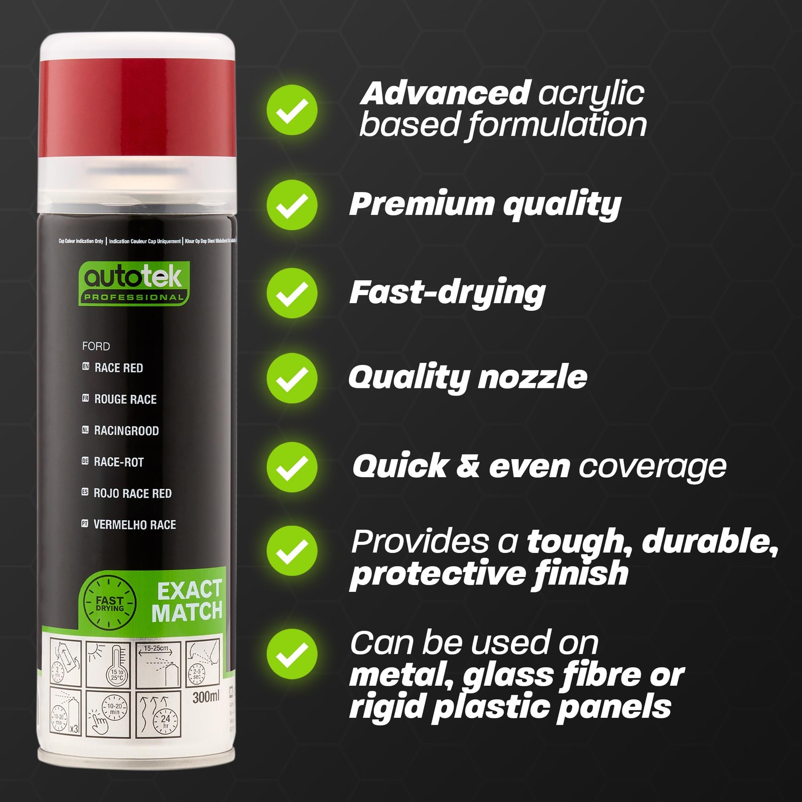 Professional Exact Match Car Spray Paint, Ford Race Red Aerosol Spray, 300 ml