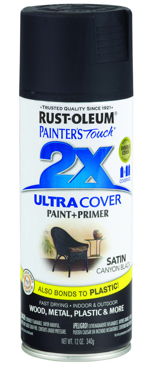 PAINTER’S Touch Satin Spray Paint, Satin, Canyon Black, 12 oz, Aerosol Can