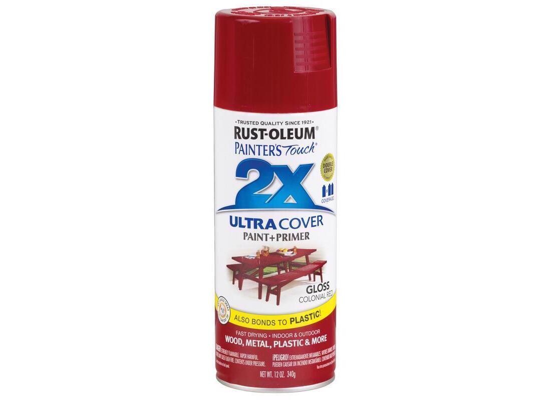 PAINTER’S Touch Gloss Spray Paint, Gloss, Colonial Red, 12 oz, Aerosol Can
