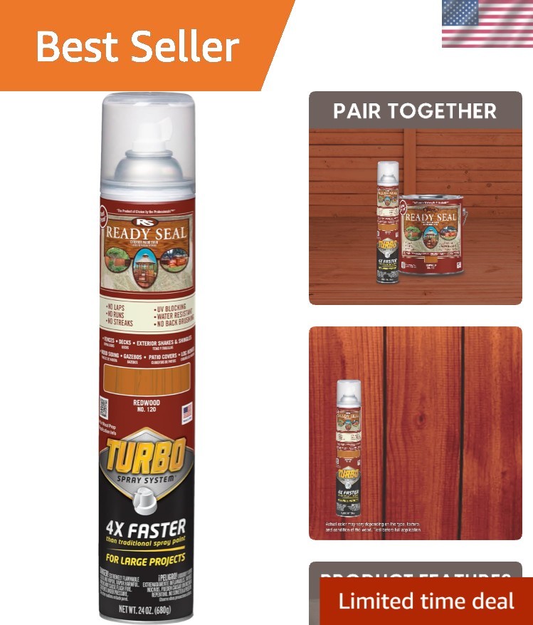 Exterior Wood Stain with Turbo Spray System – Professional Grade Oil-Based, 24oz