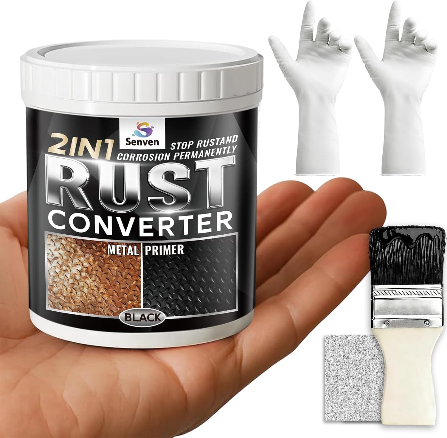 2 in 1 Rust Converter Metal Primer 5oz Black Rust Reformer Paint (Pack 1)