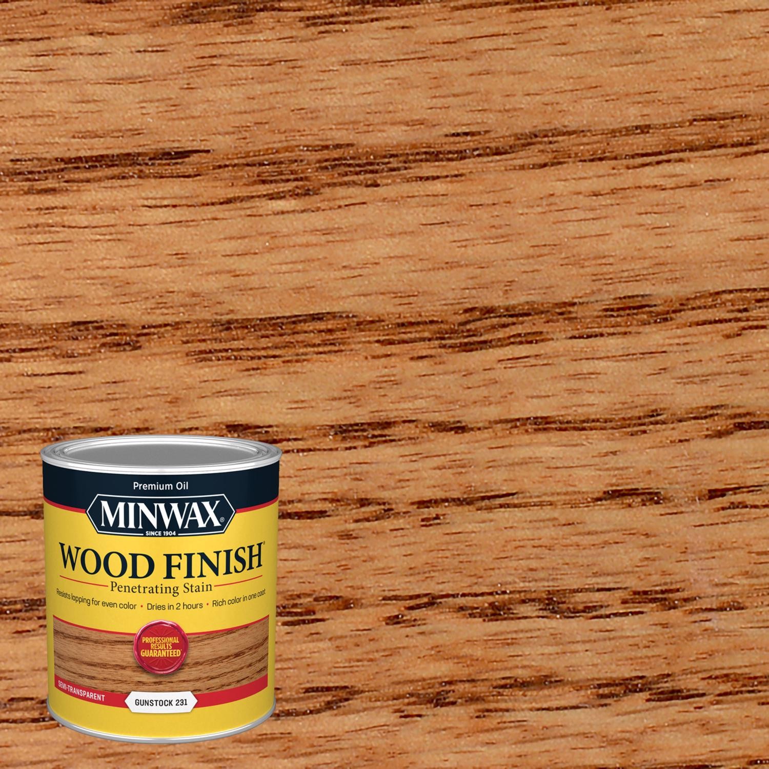 Minwax Wood Finish Semi-Transparent Gunstock Oil-Based Oil WoodStain 1Qt.4pk