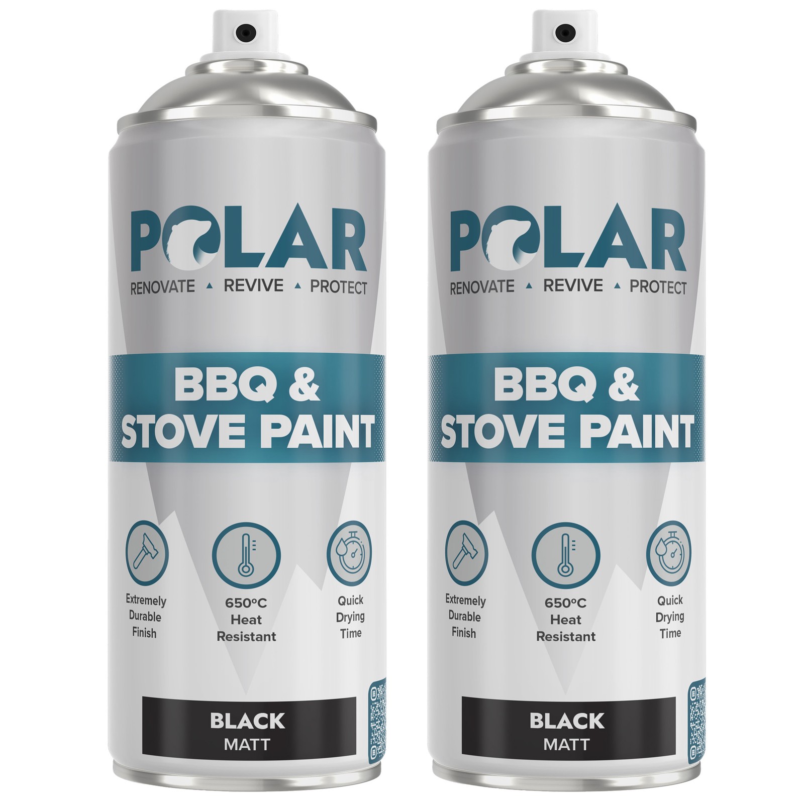 Polar BBQ & Stove Spray Paint, Matte Black, 13.5 Fl Oz, 2 Pack