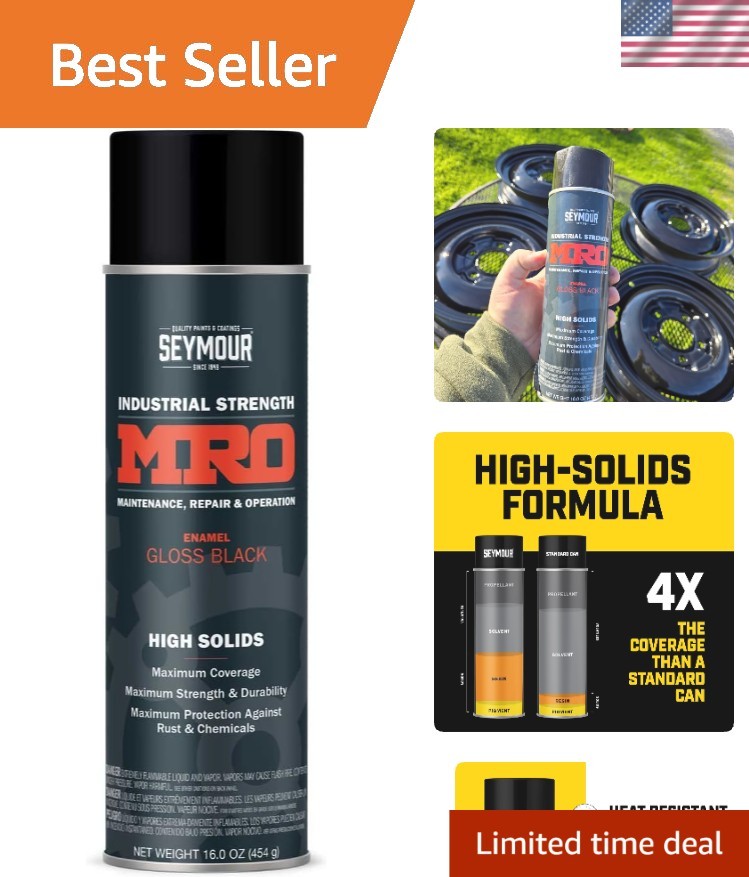 620-1415 MRO High Solids Spray Paint, Gloss Black, 16 oz | High-solids indust…