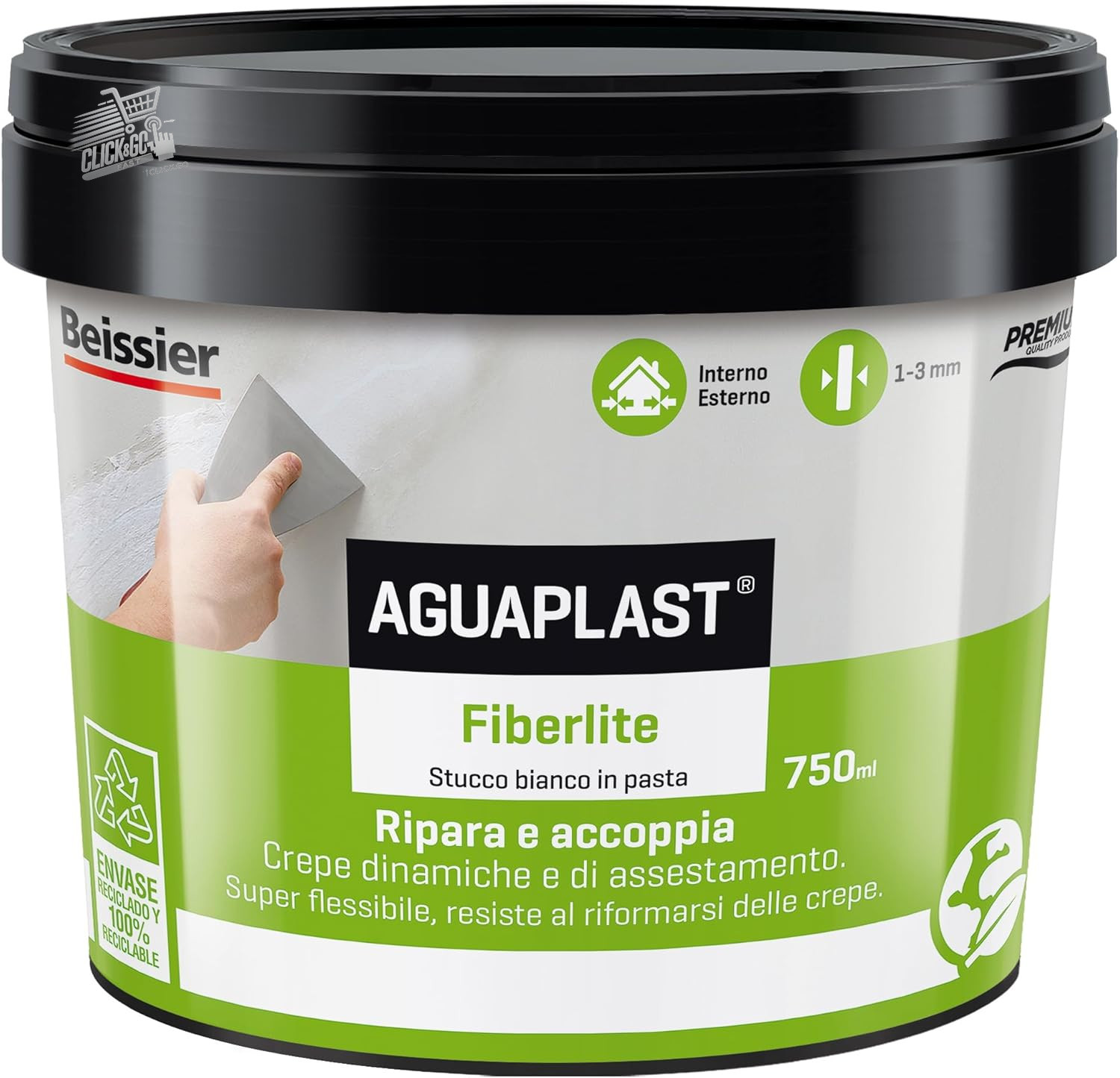 Fibrated Stucco Wall Plasterboard Paste Ready Use Elastic Crepe Fiberlite 750ml