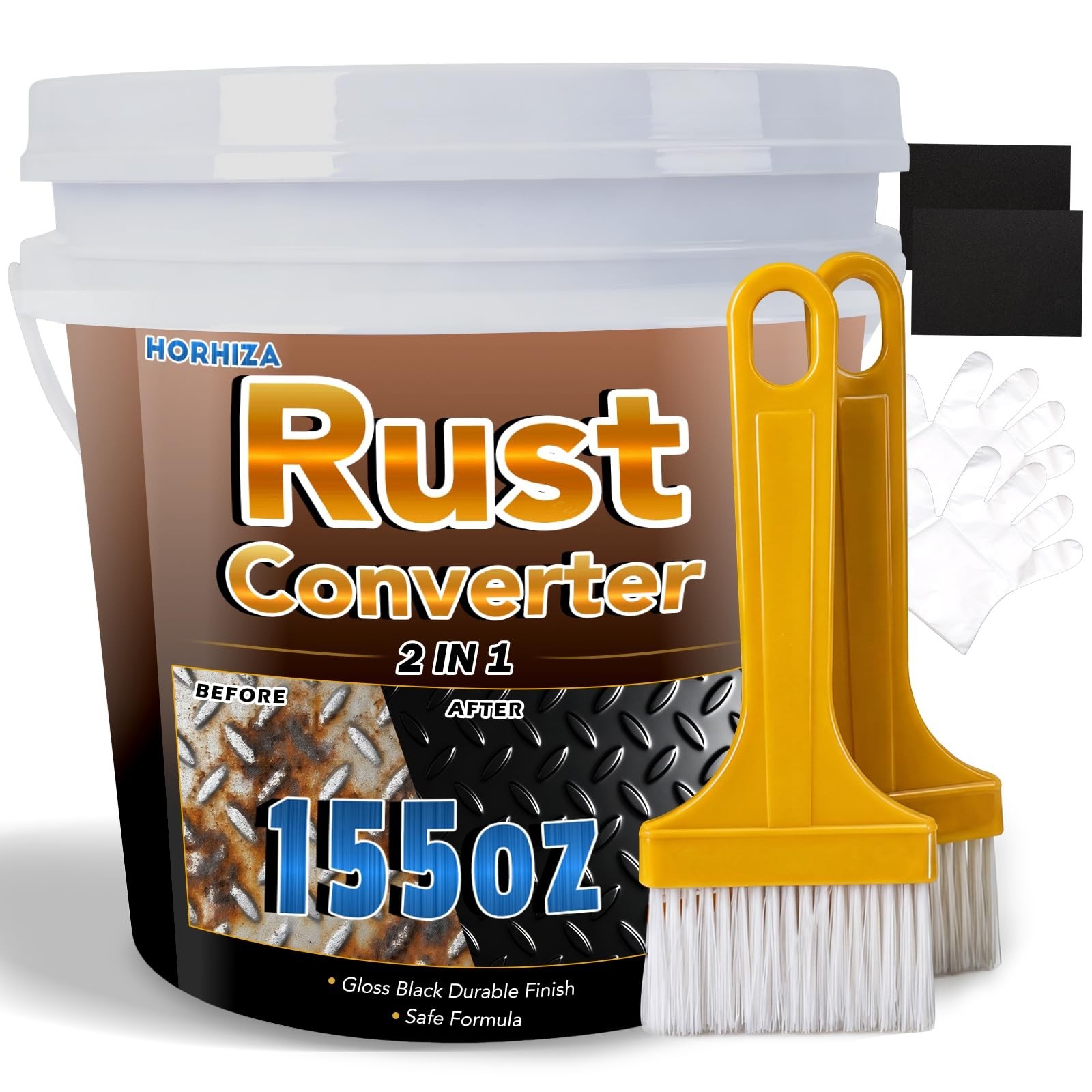 2-in-1 Rust Converter & Metal Primer – 155 Oz Black Rust Inhibitor Paint, Heat-R
