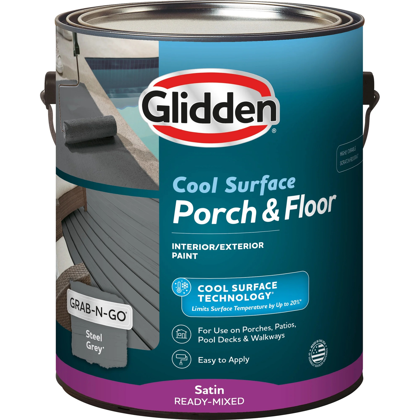 Porch and Floor with Cool Surface Technology Satin Interior/Exterior Paint, Stee