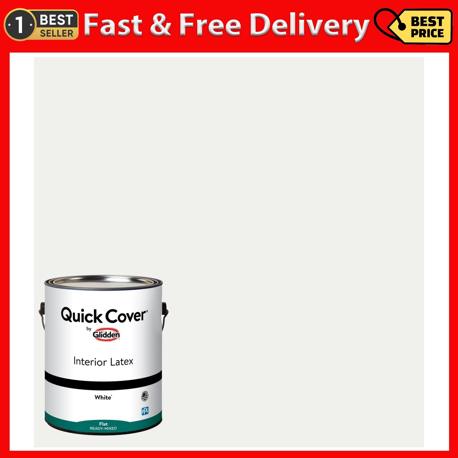 Glidden Quick Cover Interior Latex Paint Flat, White, 1 Gallon