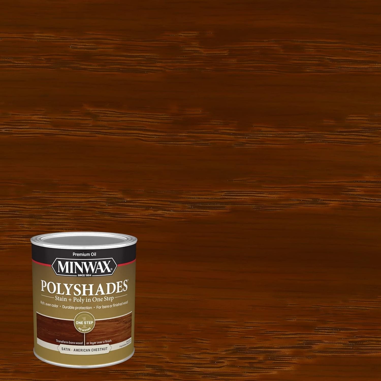 PolyShades Wood Stain + Polyurethane Finish – Quart, American Chestnut, Satin