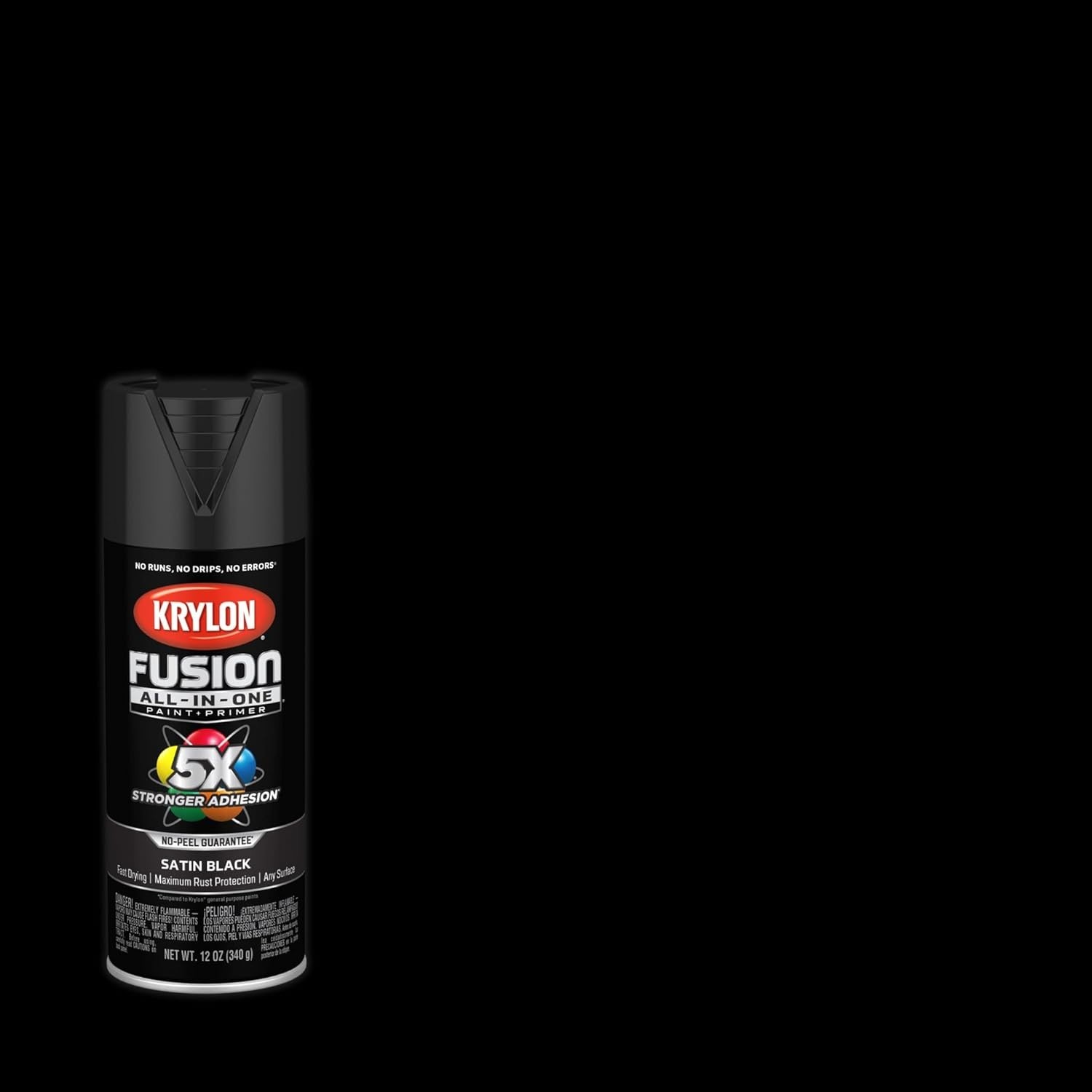 Rust Resistant 12oz Satin Black Adhesive Spray Paint for Indoor/Outdoor Projects