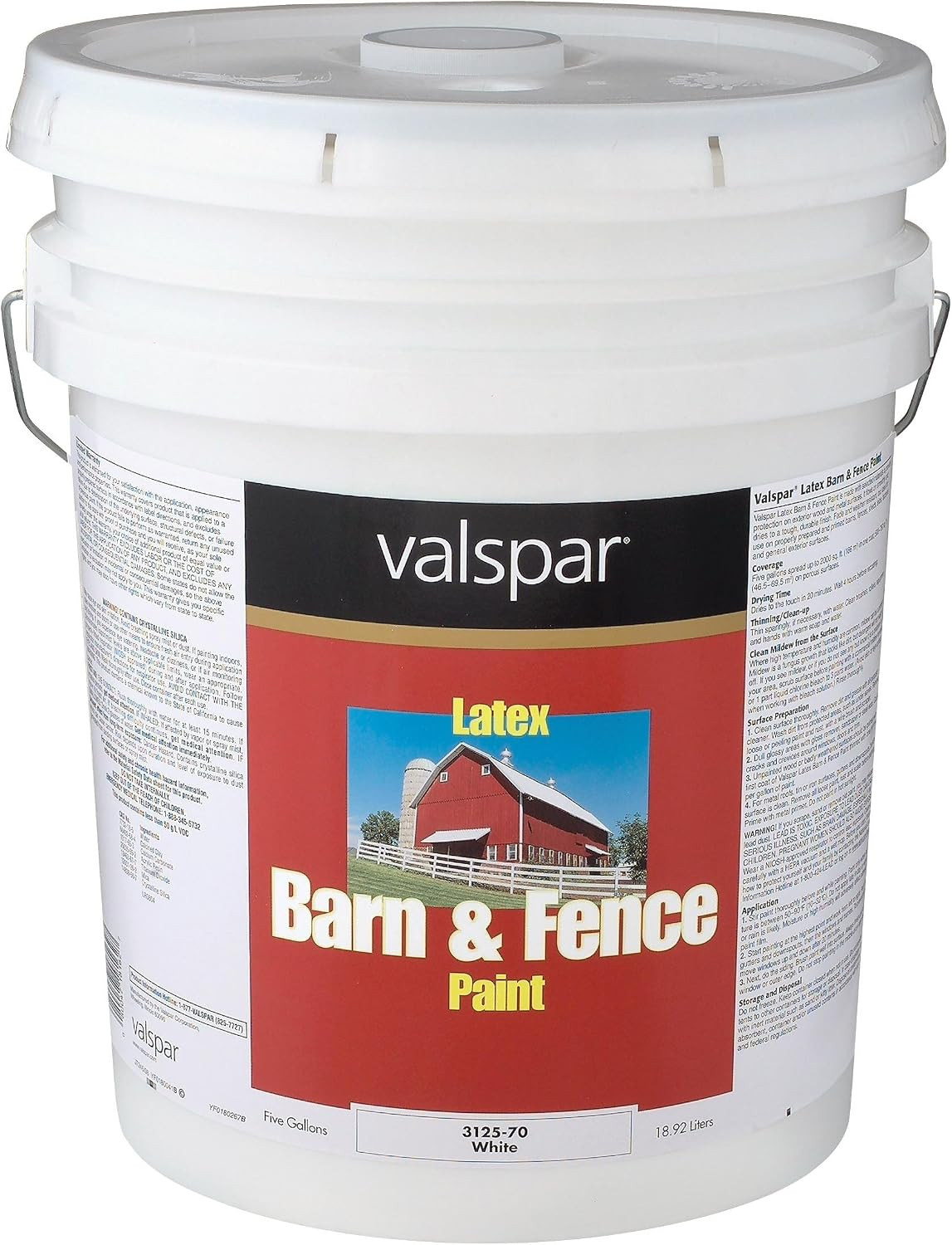 1 Gallon White Exterior Barn & Fence Latex Paint 18-3121-70 GL