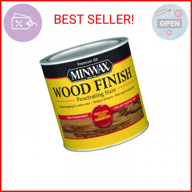 Minwax 223304444 Wood Finish, English Chestnut, 1/2 Pint