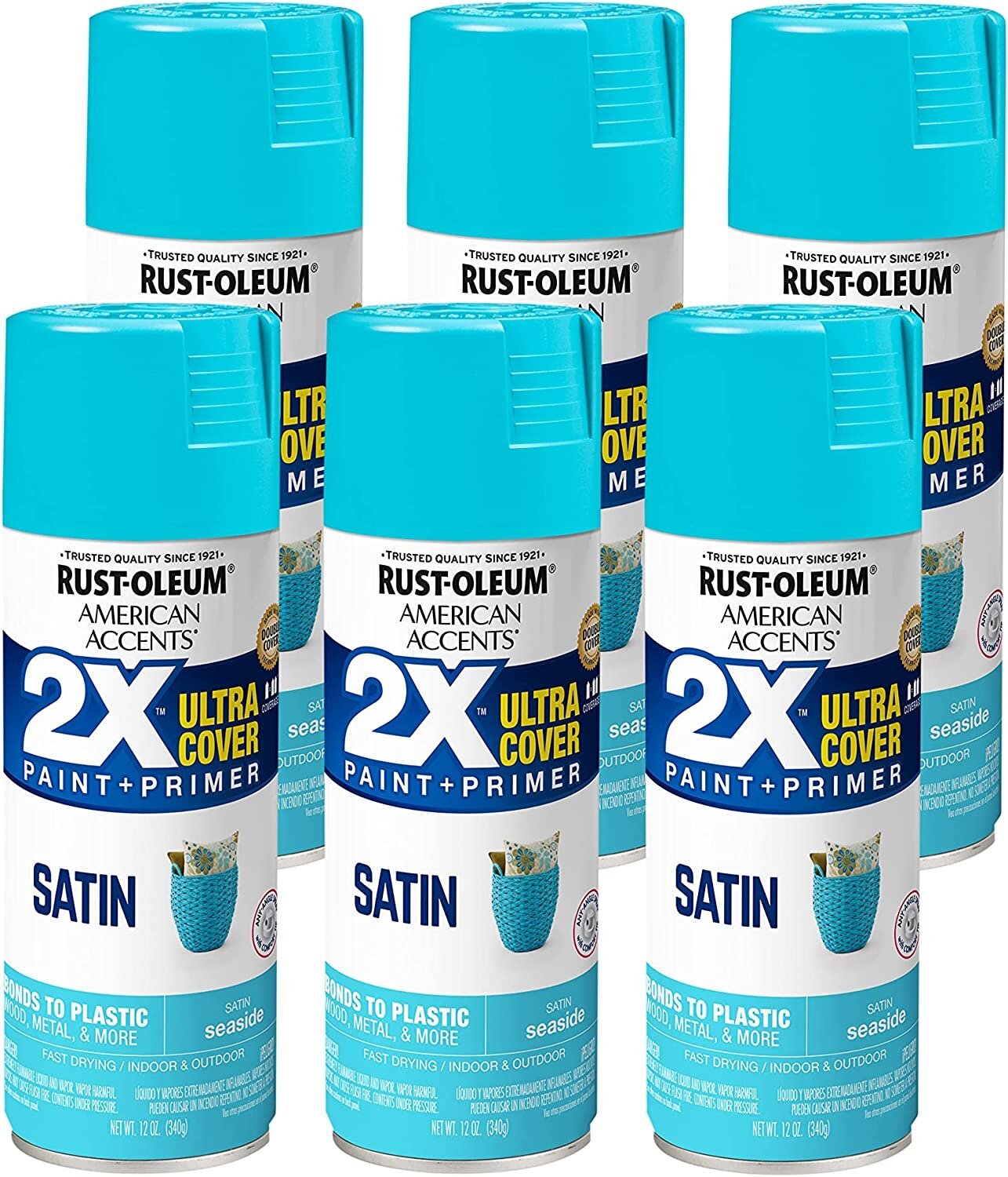 Rust-Oleum 327931-6PK American Accents Spray Paint, 12 oz, Satin Granite, 6 Pack