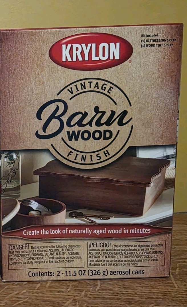 New Krylon Vintage Barn Wood Finish Paint Kit 11.5oz Each (2 cans) – New