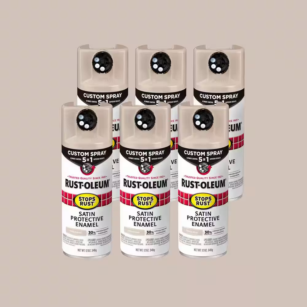 Rust-Oleum 376879-6PK Stops Rust Custom Spray 5-in-1 Spray Paint, 12 oz, Satin