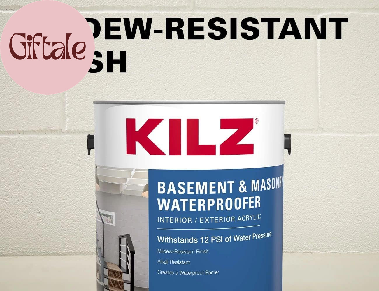 KILZ Basement and Masonry Waterproofing Paint, Interior/Exterior, White, 1 Gallo