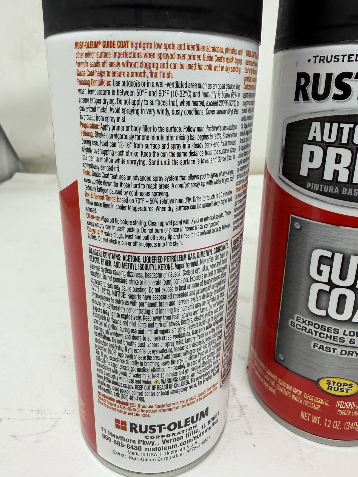 4 Pack Rust-Oleum 363525 Automotive Guide Coat Primer, 12 oz, Black SP8