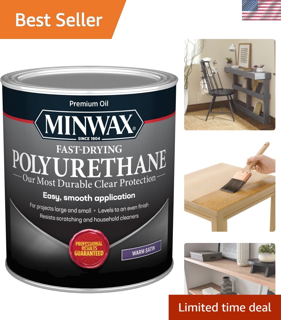 Fast Drying Polyurethane Protective Wood Finish, Warm Satin, 1 Quart