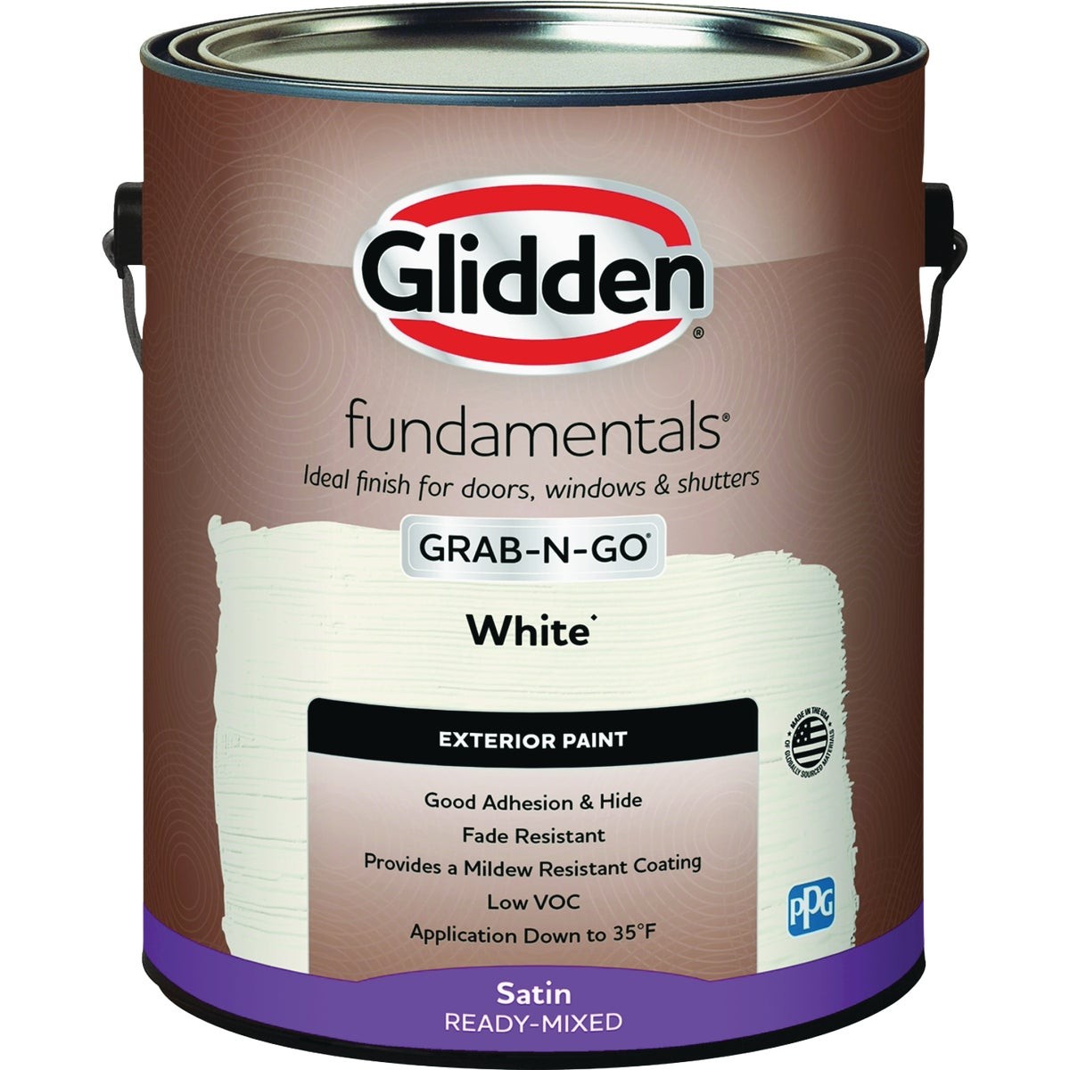 Glidden Fundamentals Exterior Grab-N-Go White Satin Gallon GLFEXT20WH/01 Glidden