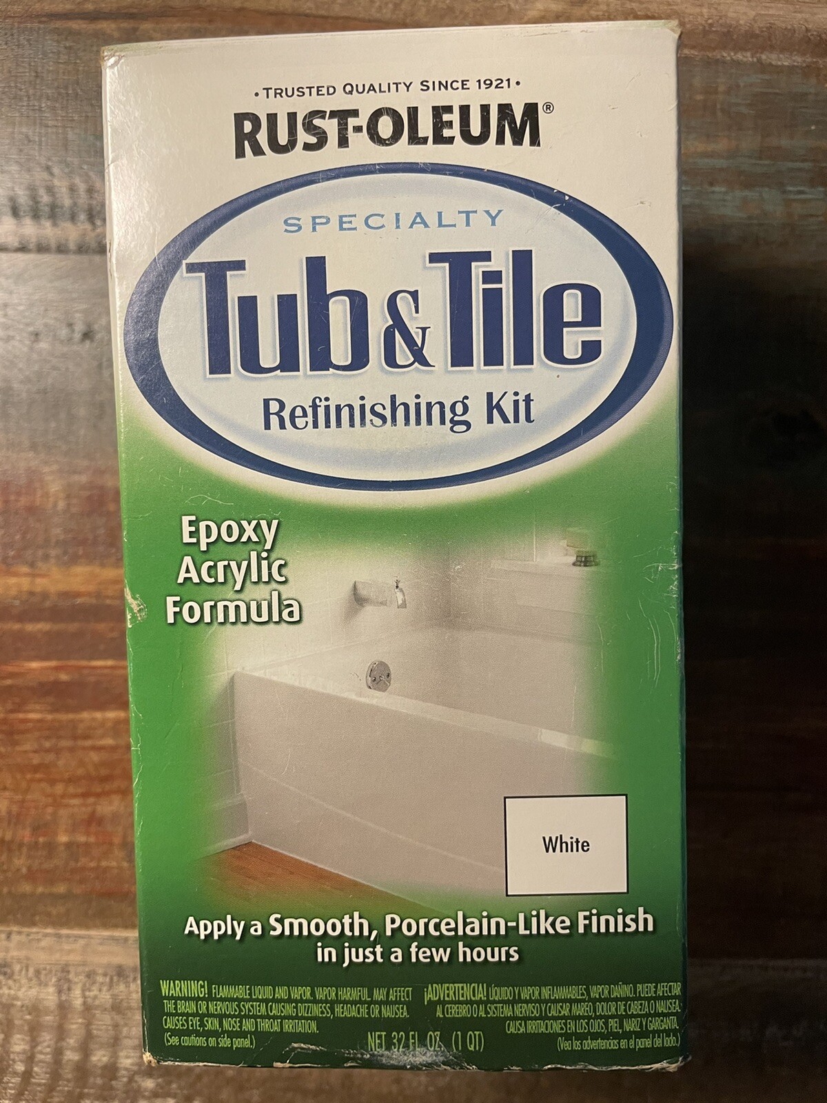 NEW Rust-Oleum TUB & TILE 2-Part Refinishing KIT WHITE epoxy acrylic 7860519 QT