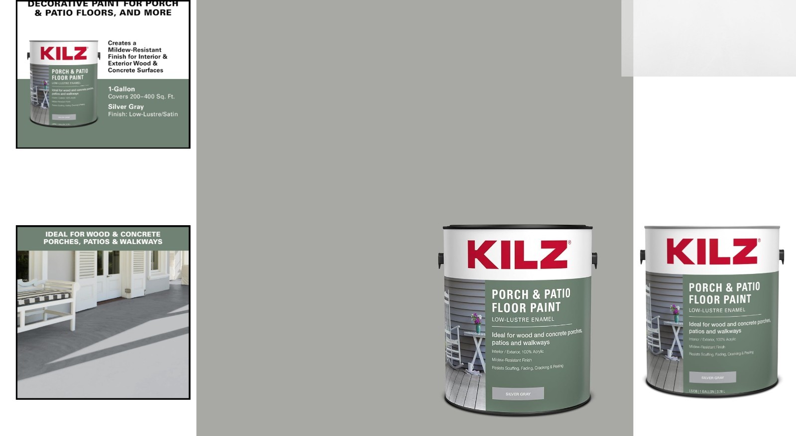 Weather-Resistant Silver Gray Latex Floor Paint for Porches & Patios – 1 Gallon