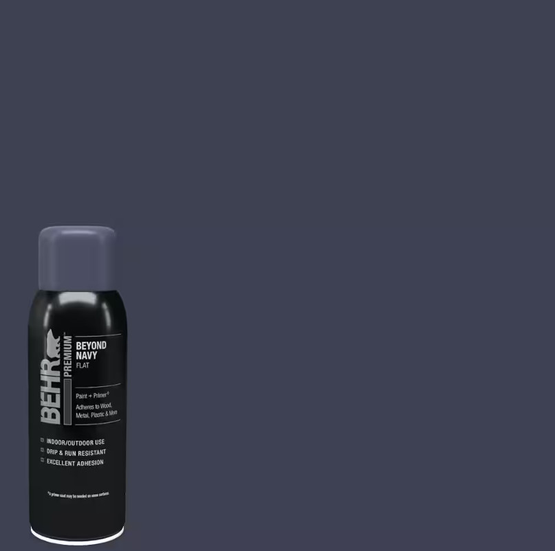 BEHR PREMIUM Beyond Navy Flat Interior/Exterior Spray Paint and Primer – 12 oz.