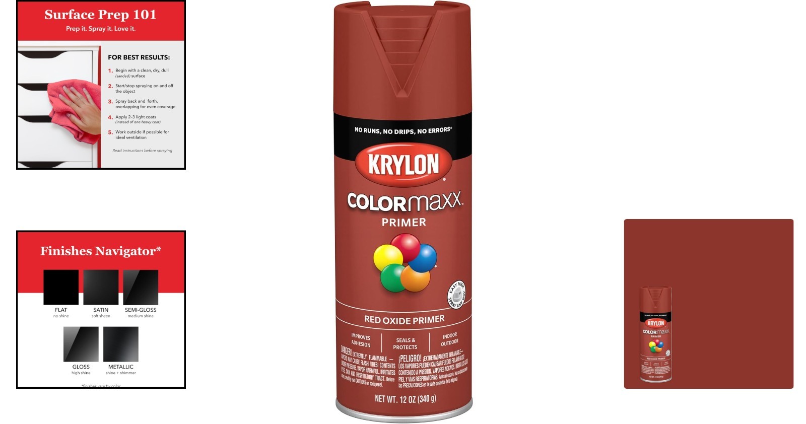 12 oz. COLORmaxx Primer Spray – Rust-Resistant Red Oxide for Indoors/Outdoors