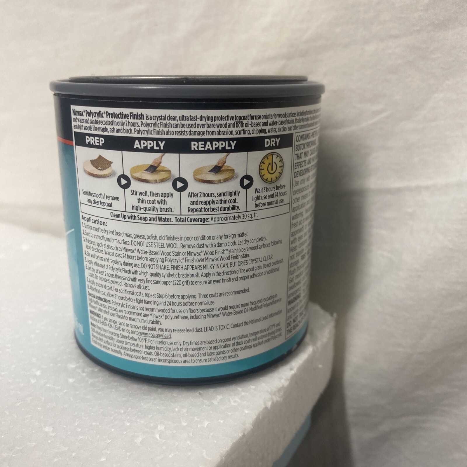 Minwax Polycrylic Protective Finish Water Based, 1/2 pint, Clear Matte