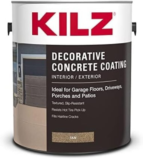 Decorative Concrete Coating, Interior/Exterior, Slip Resistant, Tan, 1 Gallon