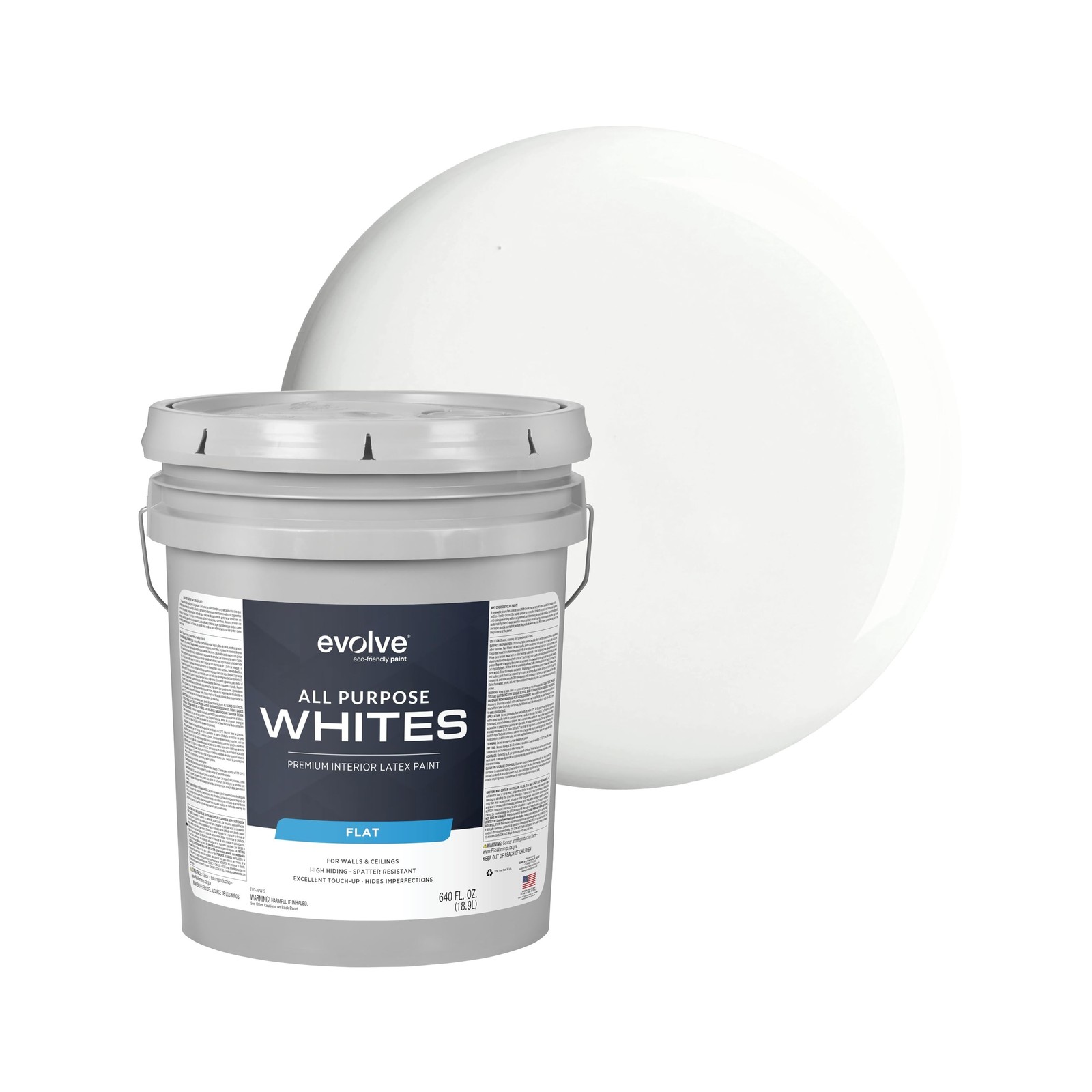 EVOLVE All Purpose Whites Paint & Primer, Flat (Cool White), 5 Gallon – In