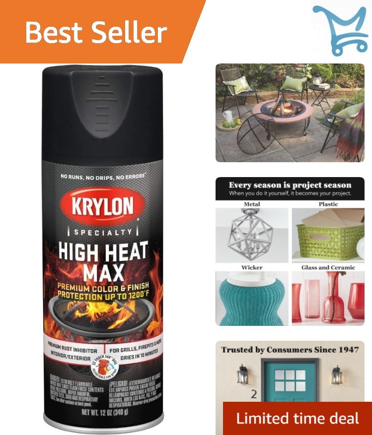 High Heat Max Black Gloss Aerosol 12oz Rust Resistant High Temp Paint