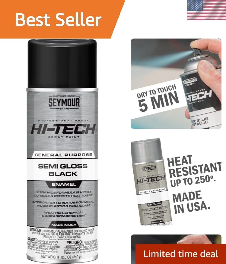Seymour 16-139 Hi-Tech 12oz Black Spray Paint – Fast Dry, Rust & Heat Resistant