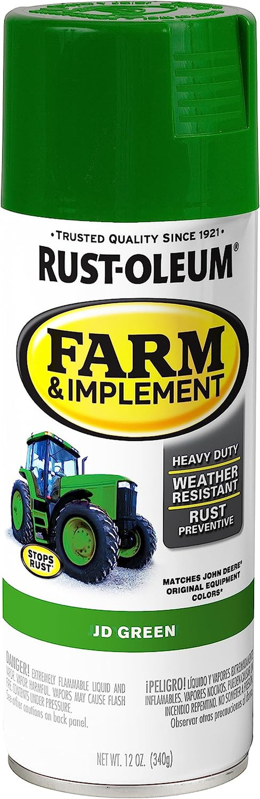 Rust-Oleum 280124 Farm & Implement Spray Paint, 12 Oz, JD Green