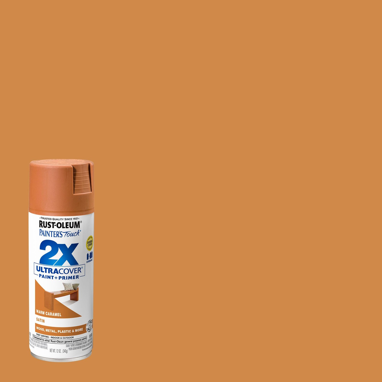 Painter’s Touch 12Oz Satin Warm Caramel Spray Paint Ultra Cover Interior Exte…