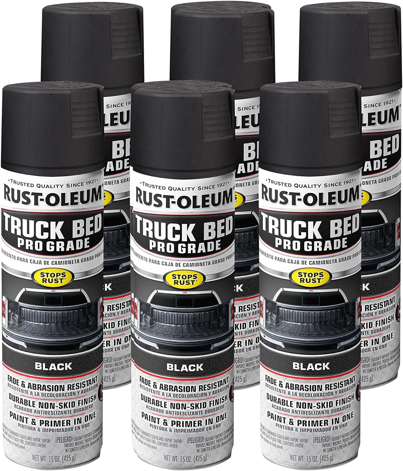 Automotive Professional Grade Truck Bed Coating Spray 15Oz Matte Black Pack of 6