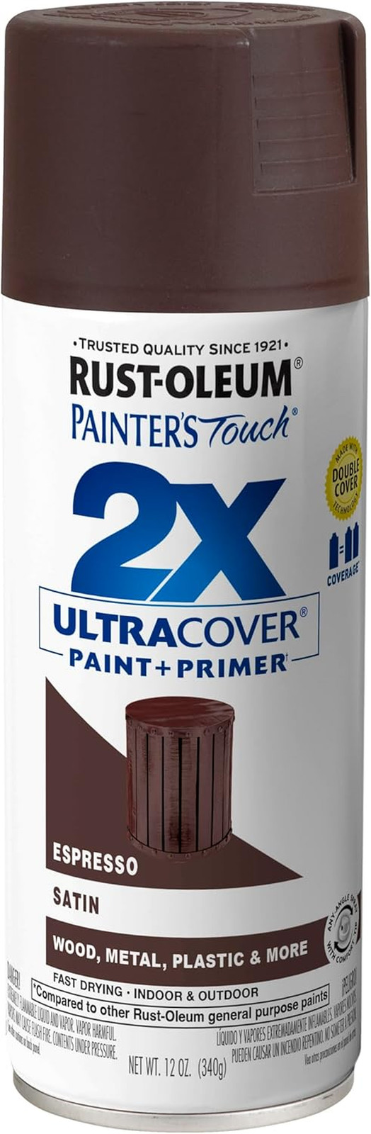 334066 Painter’S Touch 2X Ultra Cover Spray Paint, 12 Oz, Satin Espresso