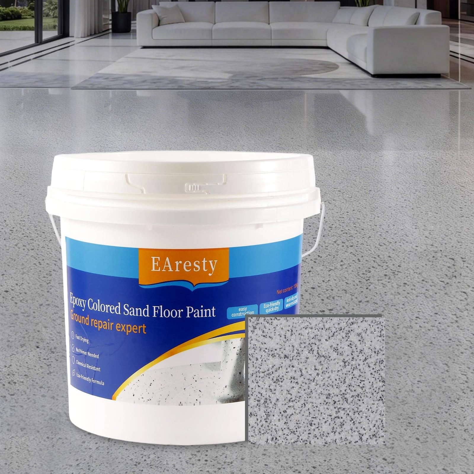Epoxy Floor Paint Cambrian Rock Gray 35.27 oz Self-Leveling Marble Finish