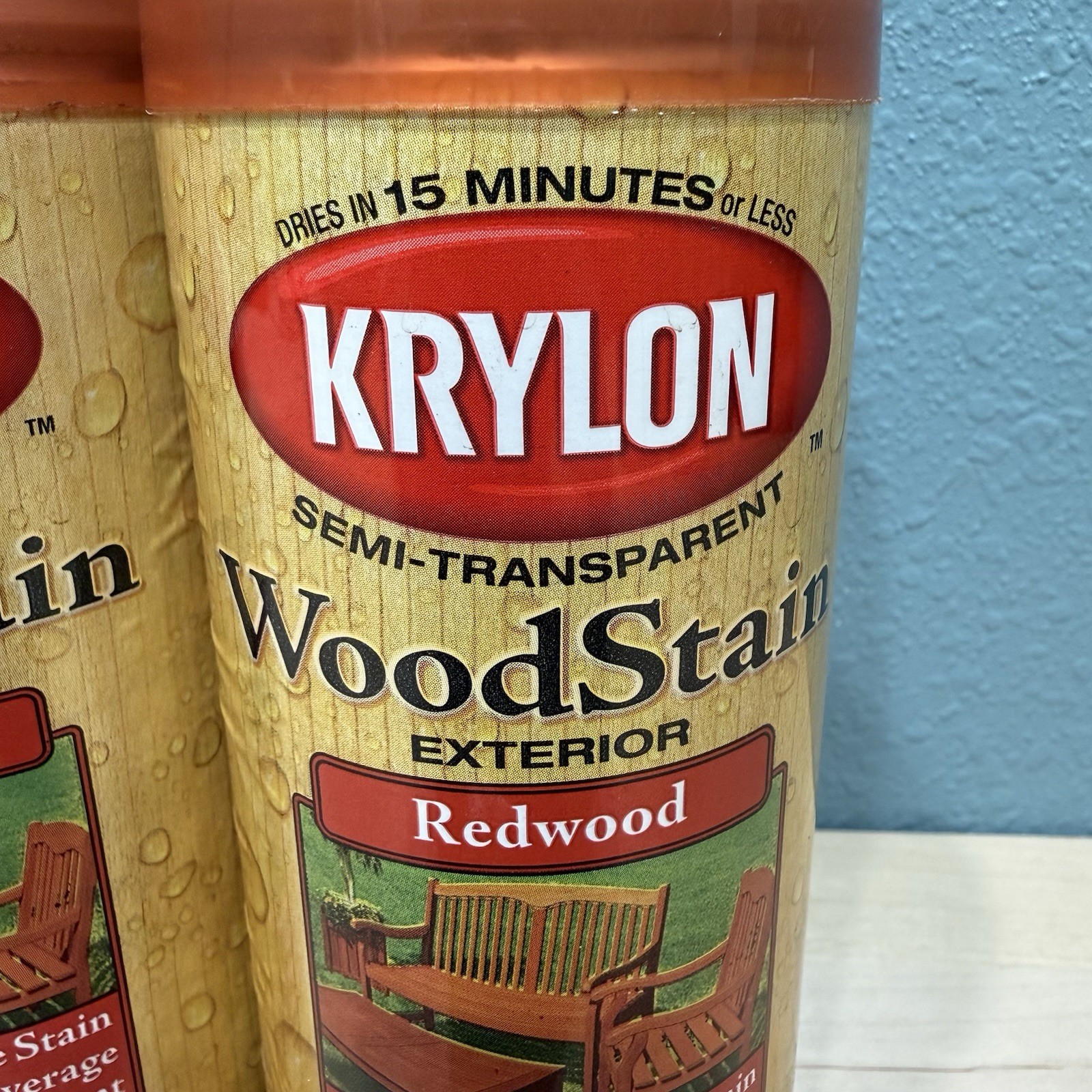2x Krylon Exterior Semi-Transparent Wood Stain Redwood Spray Paint 12 Oz New NOS