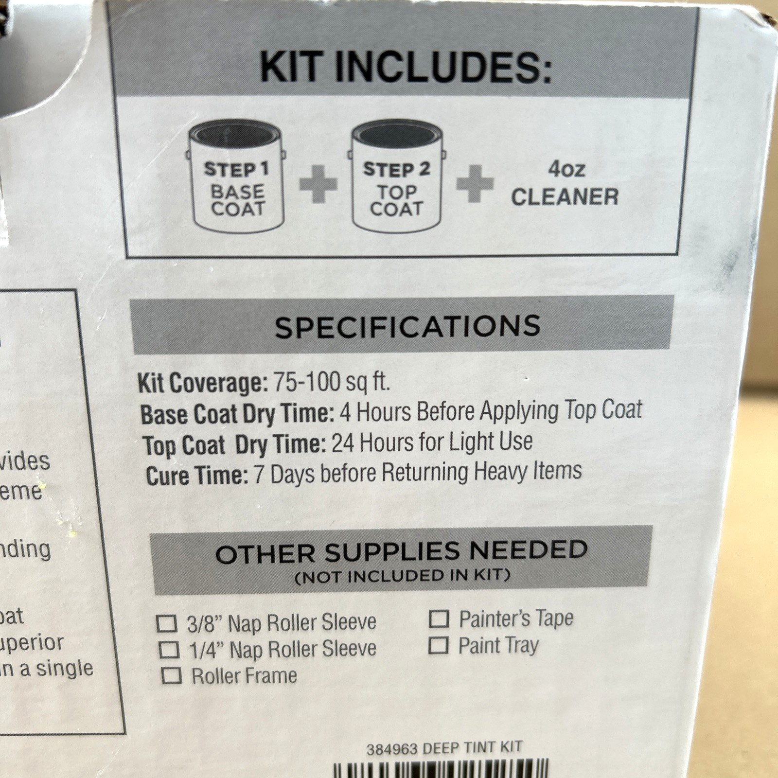 DEEP TINT COUNTERTOP COATING KIT RUSTOLEUM W/CLEANER & SATIN TOPCOAT