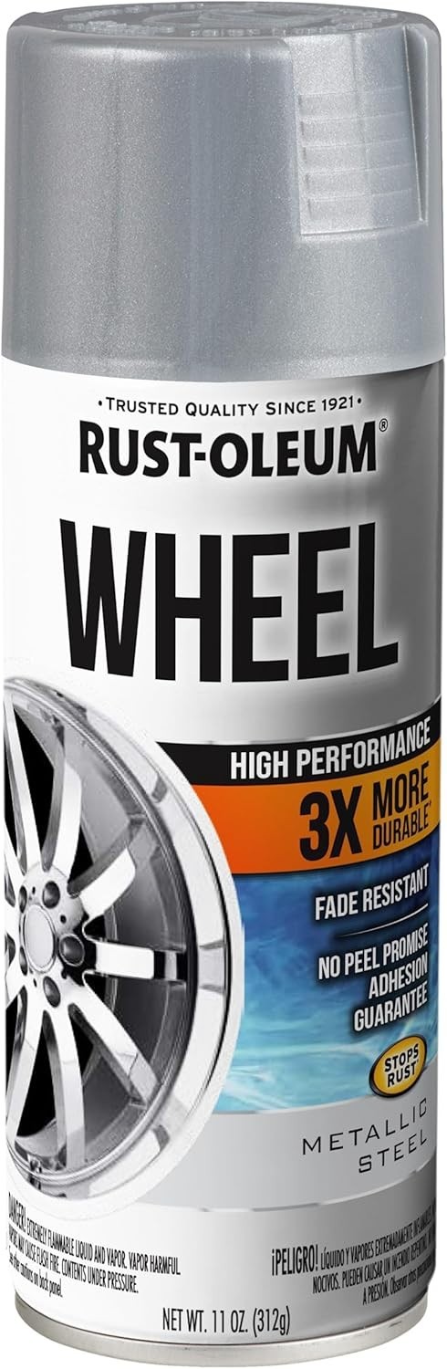 Rust-Oleum 366440 High Performance Wheel Spray Paint, 11 oz, Metallic Steel,