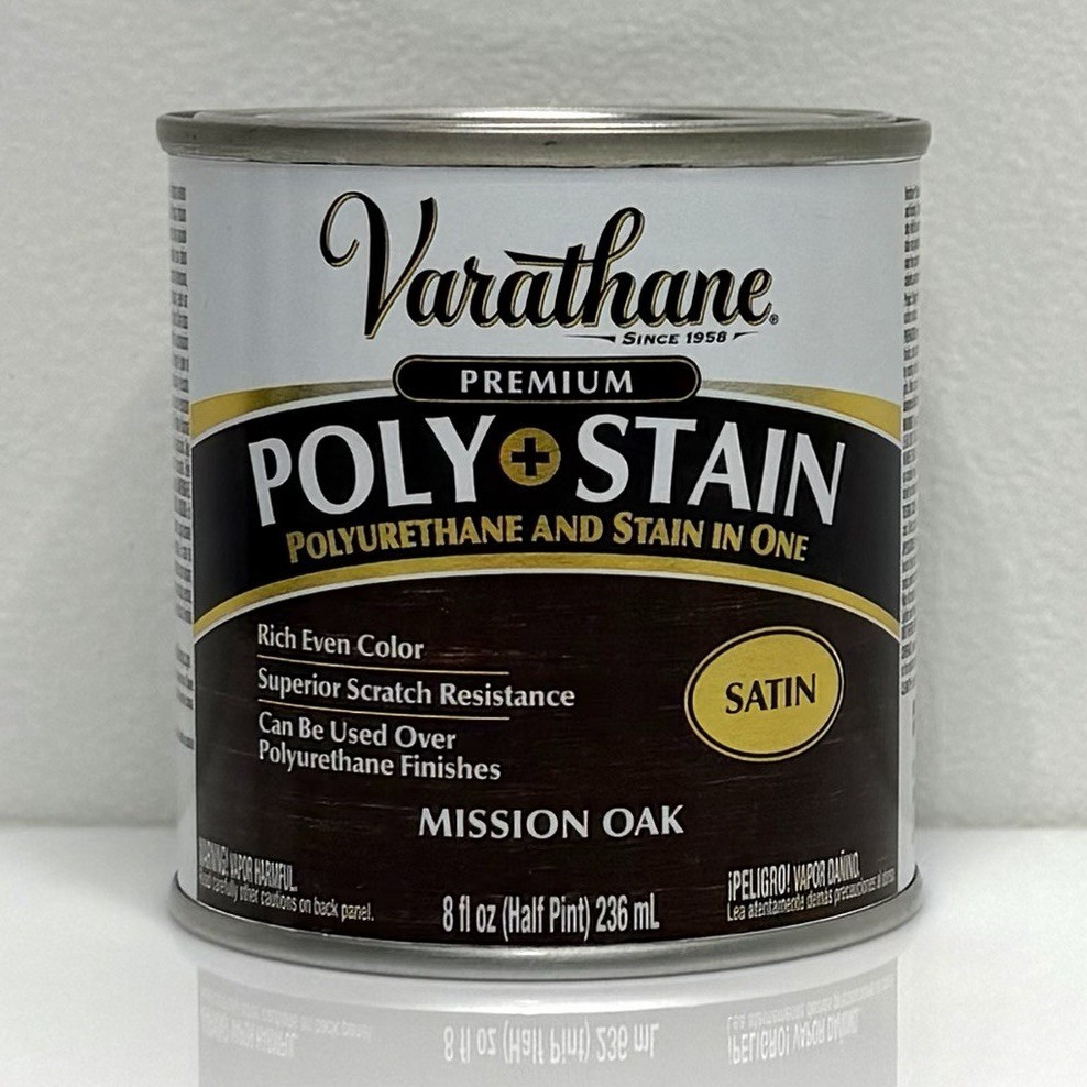 Varathane Poly + Stain Satin Mission Oak 8 fl oz 2in1 Wood Finish Sealed