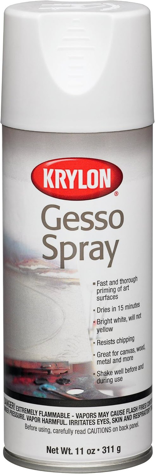 Gesso Spray Paint Primer, 11 Oz, Bright White