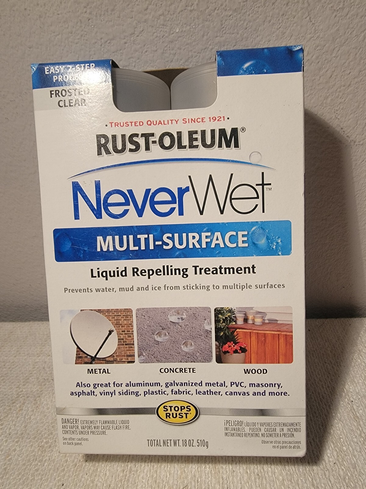 Multi-Surface Liquid Repelling Treatment Rust-Oleum NeverWet Frosted Clear NEW